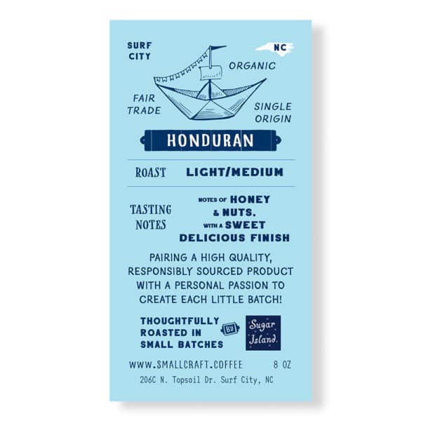 Small Craft Honduran Single Origin Organic Fair Trade Coffee - Side Info Label